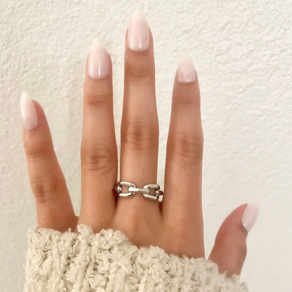 925 Sterling Silver Chain Link Ring Band Midi Ring Thumb Ring Adjustable Ring - Picture 2 of 9